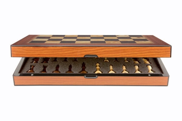 Dal Rossi Walnut Shiny Finish Folding Chess Set, 16″