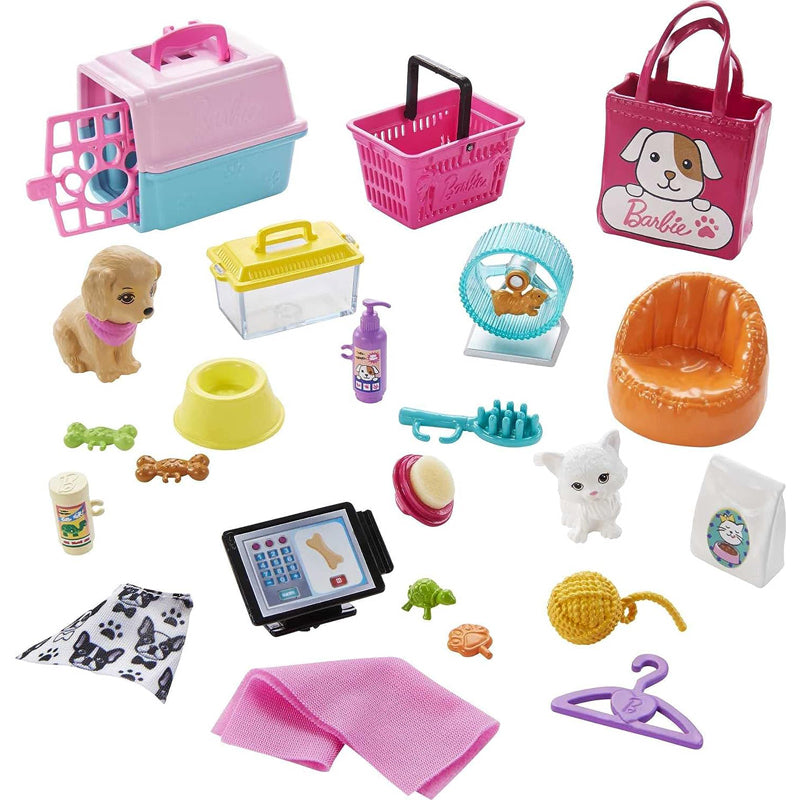Barbie Doll and Pet Boutique Playset with 4 Pets and Accessories