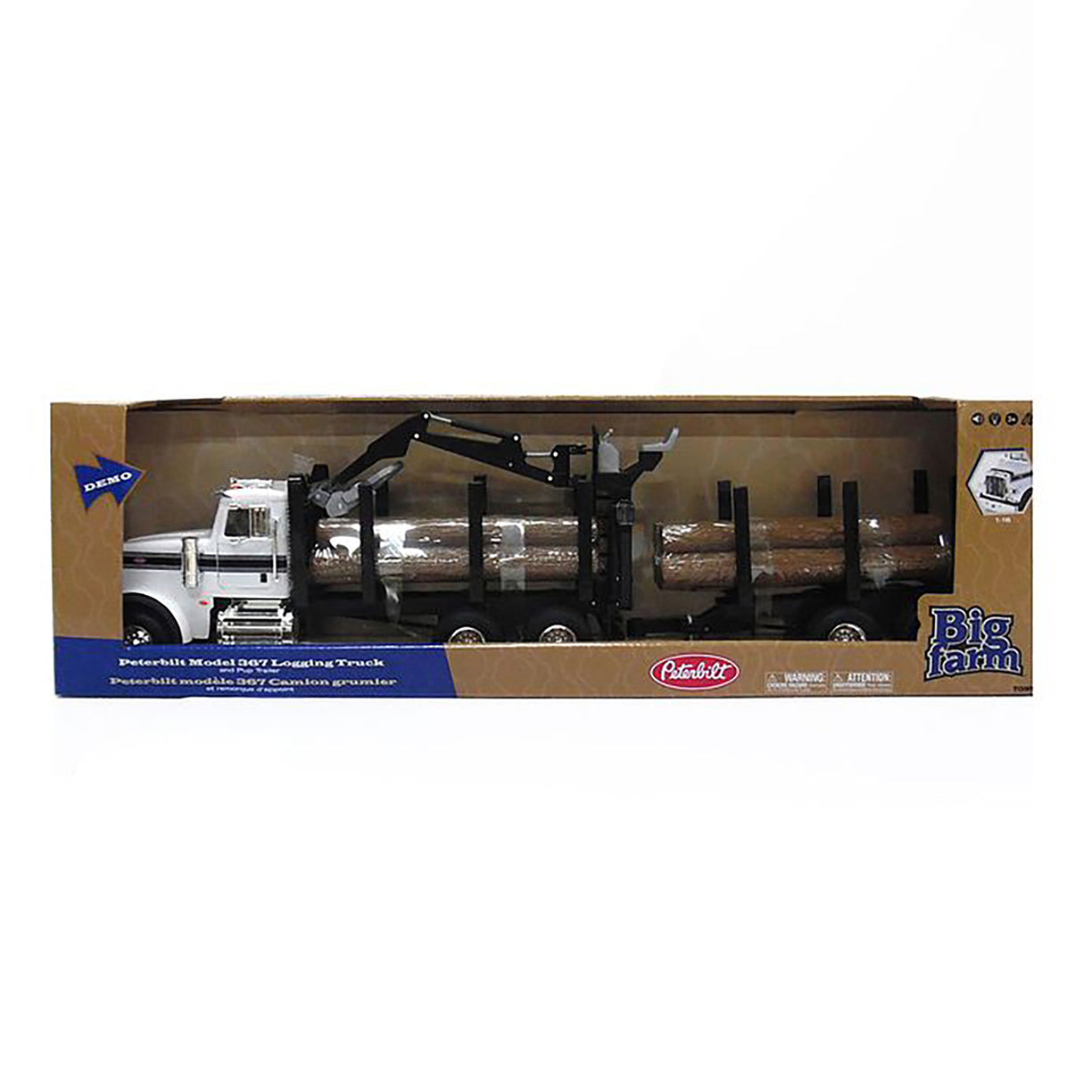 ERTL 1/16 Big Farm Peterbilt Model 367 Logging Truck with Pup Trailer