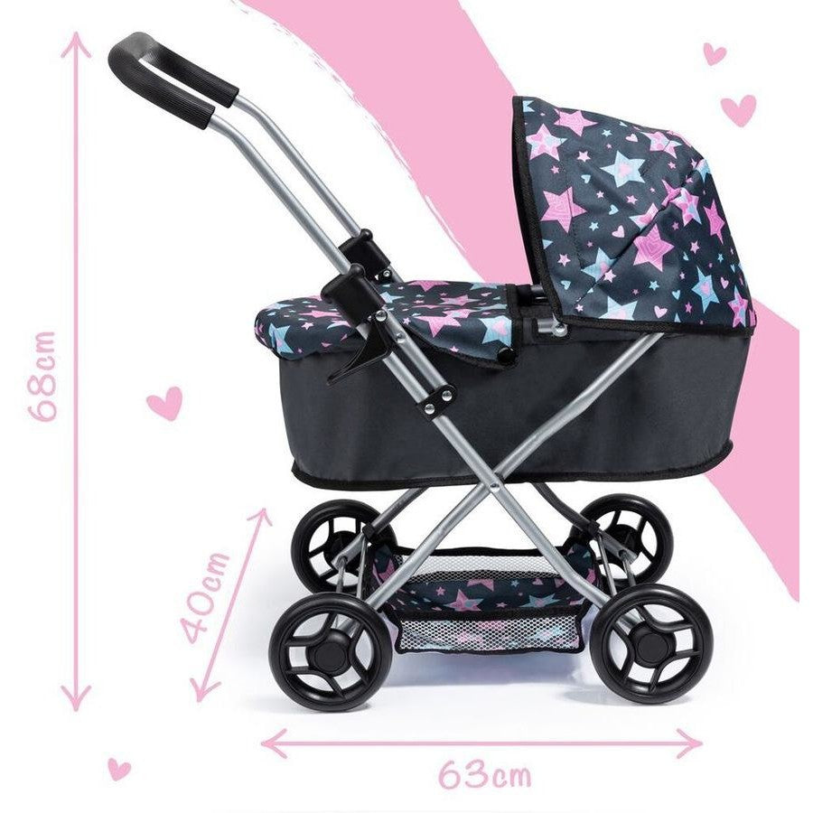 Bayer Go Small Pram with Stars Navy Grey