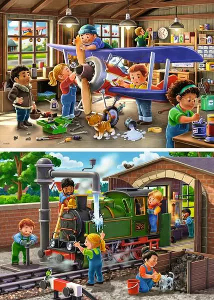 Ravensburger Planes & Trains Repairs 2x24 piece Puzzle
