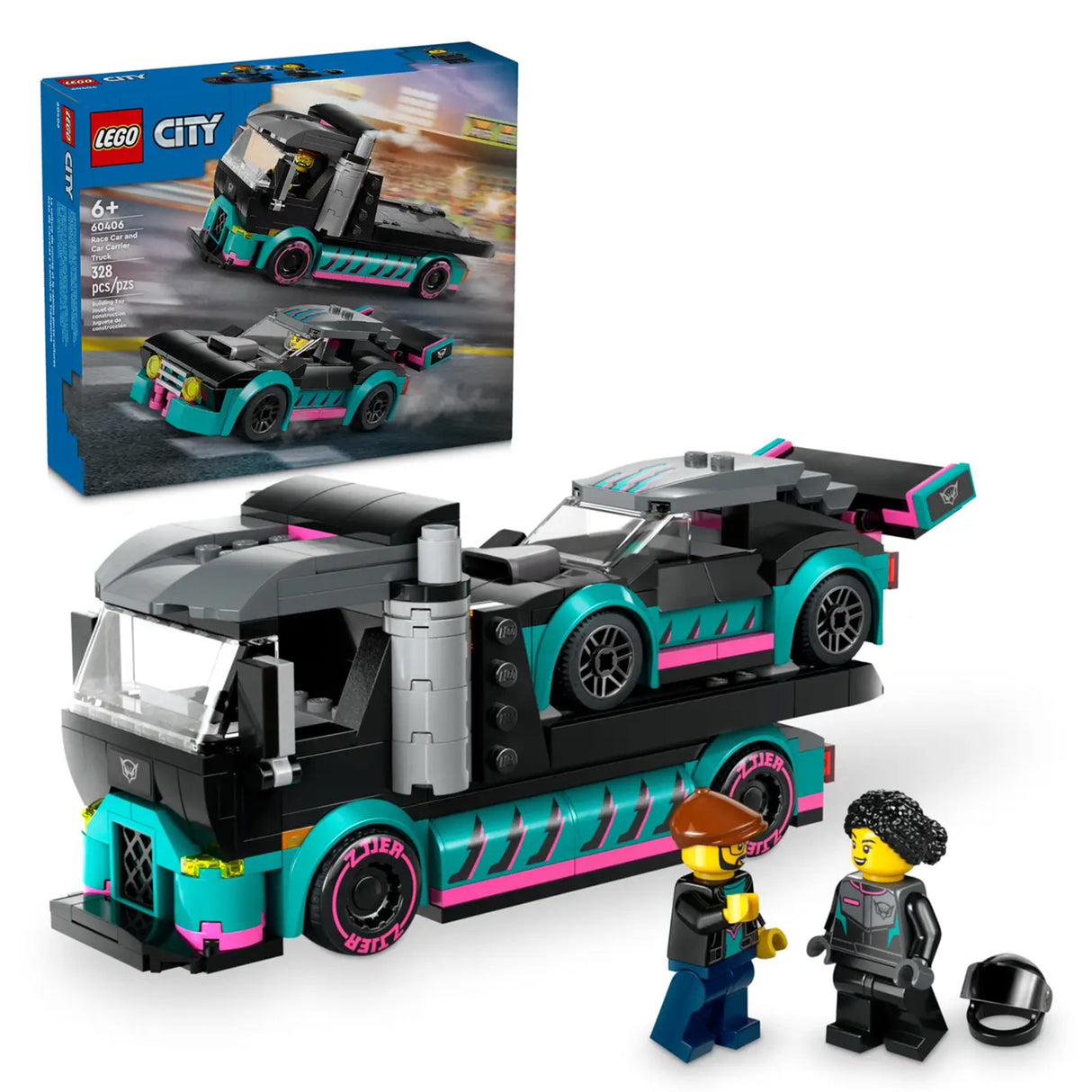 LEGO City Race Car and Car Carrier Truck 60406, (328-pieces)