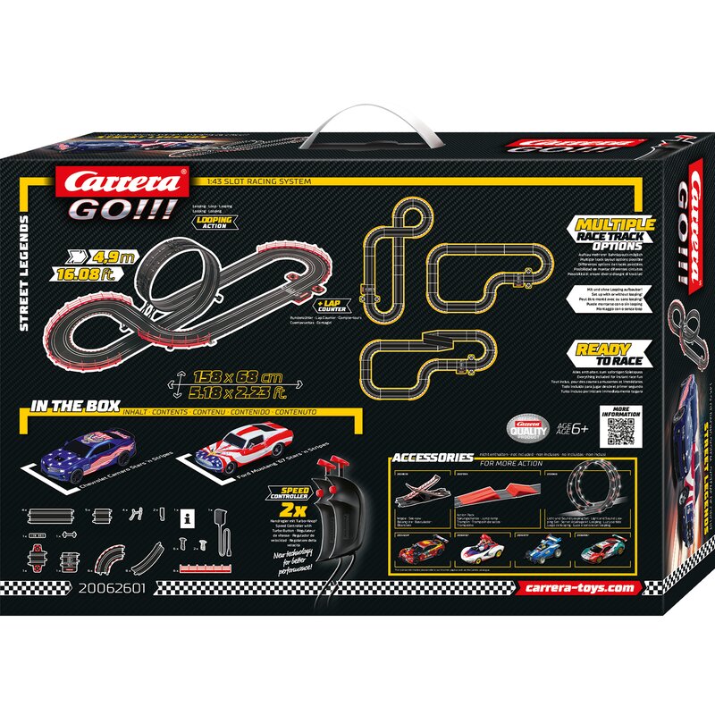 Carrera Street Legends USA Racers 4.9 Track 1:43 Slot Car Set