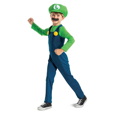 Rubies Nintendo Super Mario Luigi Fancy Dress Costume, Green (7-8 years)