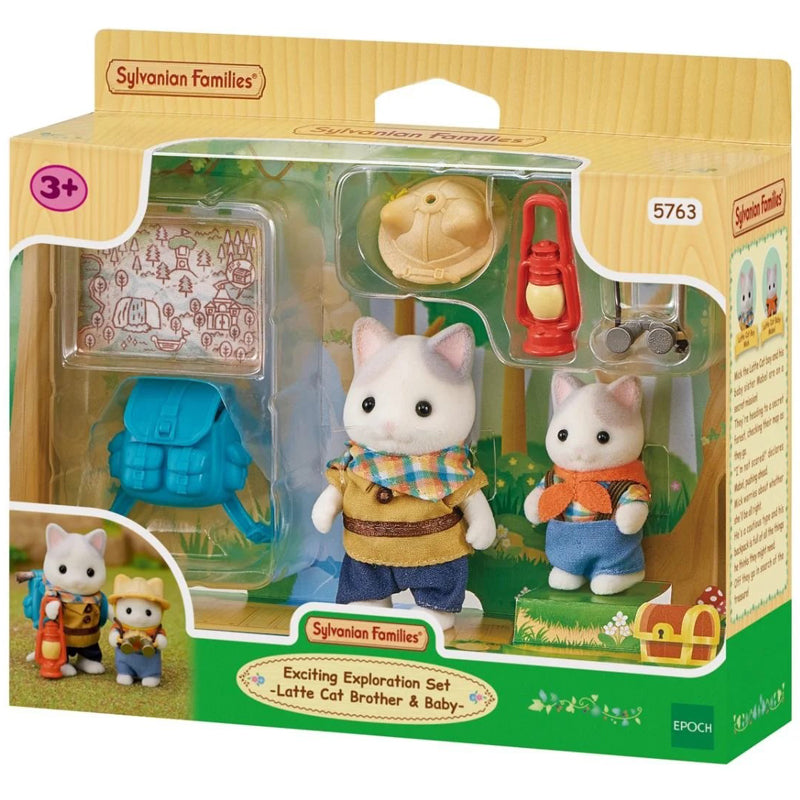 Sylvanian Families Exciting Exploration Set Latte Cat Brother & Baby