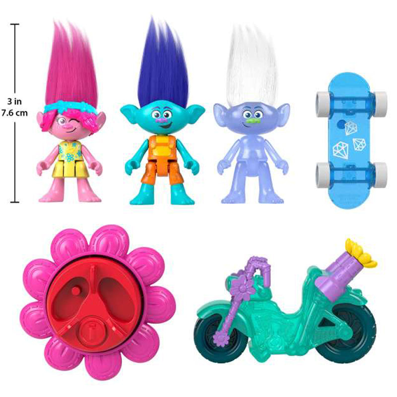 Trolls Sparkle and Roll Pack, Poppy Branch and Guy Diamond 6-Piece Figure Set