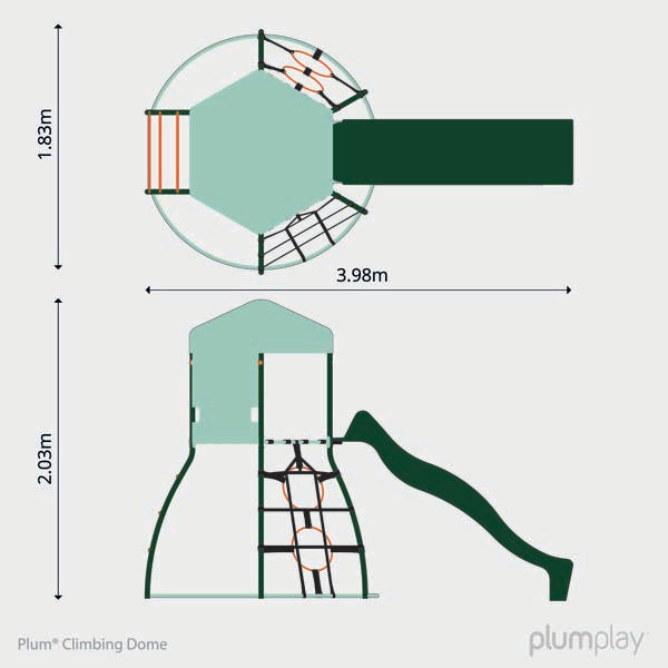 Plum Metal Outdoor Climbing Dome frame for Kids with Slide Green
