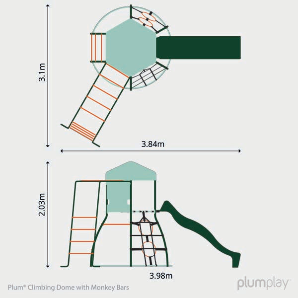 Plum Metal Outdoor Climbing Dome frame for Kids with Slide & Monkey Bars