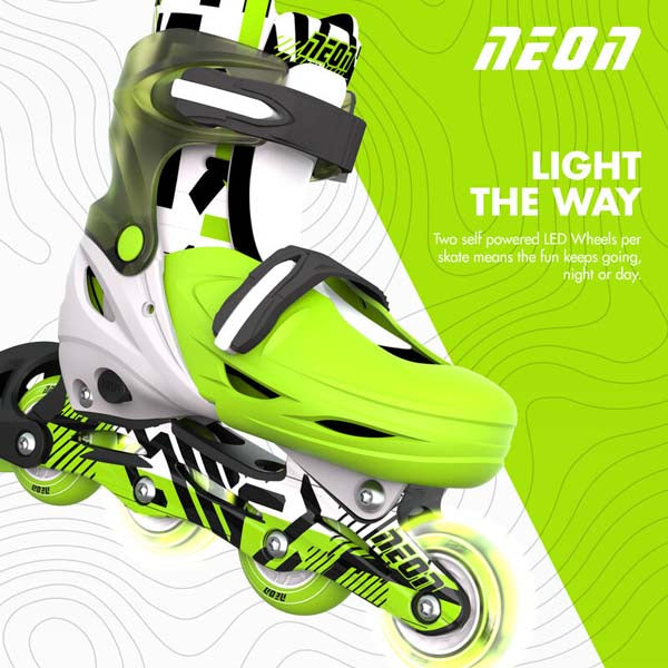 Yvolution Neon Inline Skates 3-6 Green Black