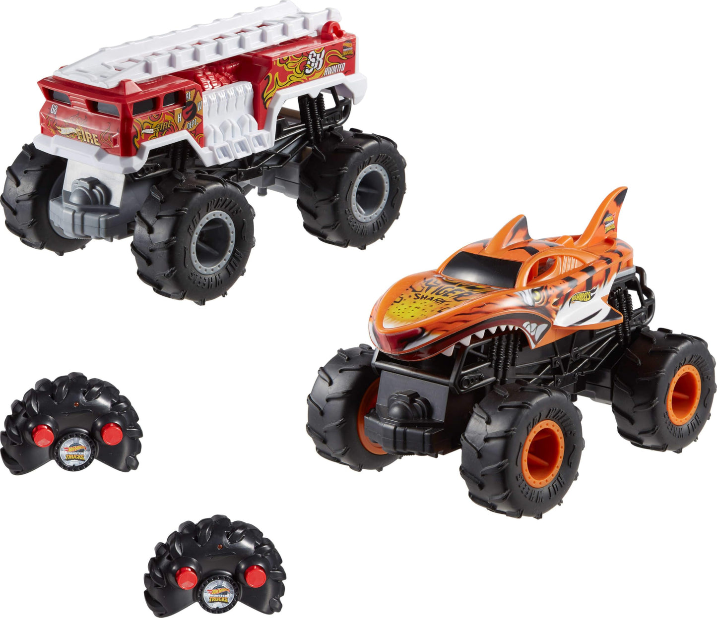 Hot Wheels Monster Truck Remote Control 1:24 Tiger Shark & 5-Alarm 2Pk