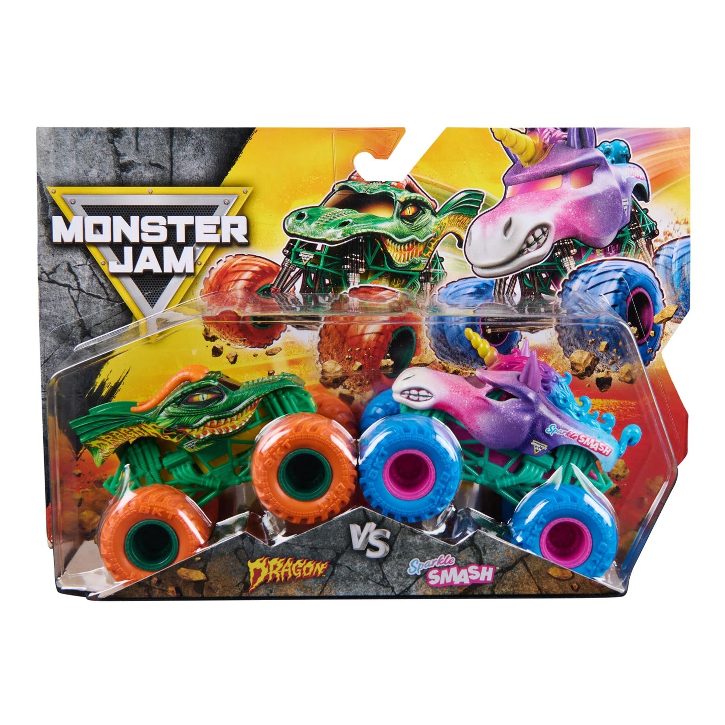 Monster Jam 1:64 Die Cast 2-Pack Dragon VS Sparkle Smash