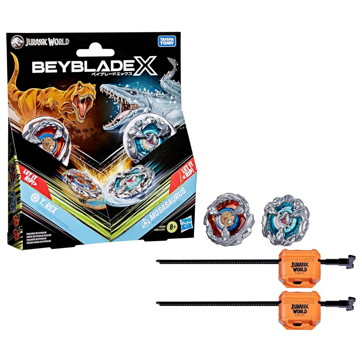 Beyblade X Jurassic World T. Rex vs Mosasaurus Multipack Set