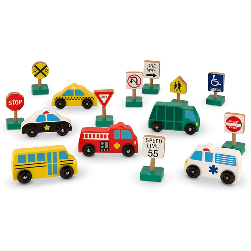 Melissa & Doug Wooden Traffic Signs and Vehicles