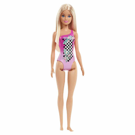 Barbie Beach Doll Pink Flower Swimsuit