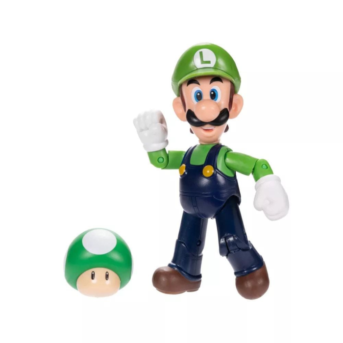 Nintendo Super Mario 4" Figures Luigi with 1-Up Mushroom