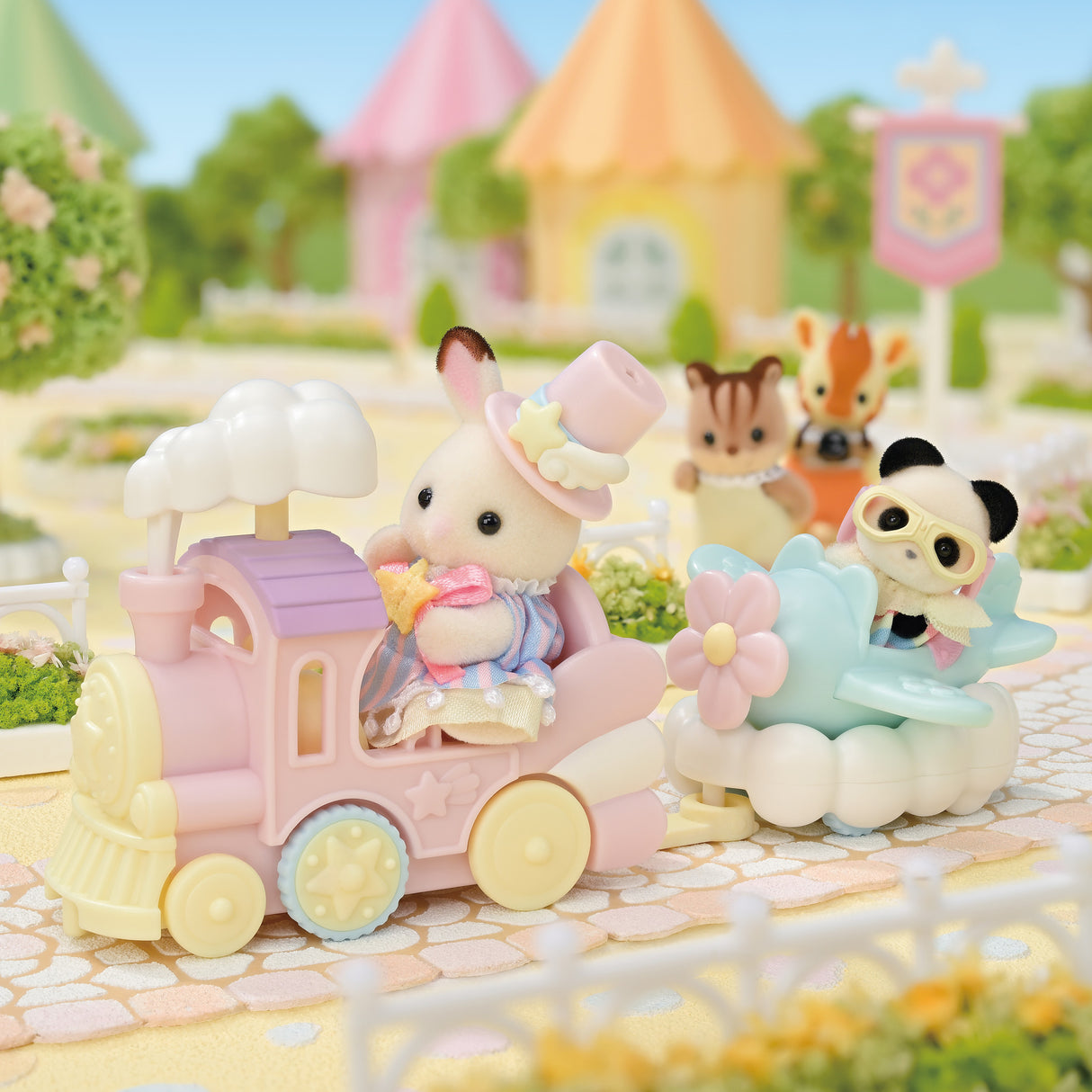 Sylvanian Families Amusement Park Ride Set -Plane & Train