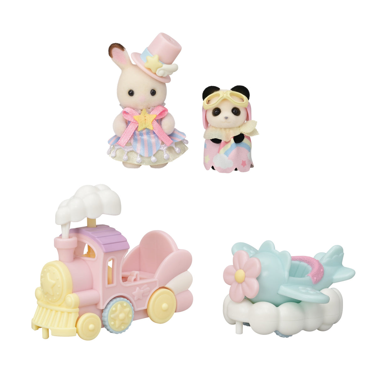 Sylvanian Families Amusement Park Ride Set -Plane & Train