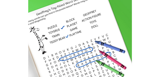 Geoffrey’s toy-filled word search