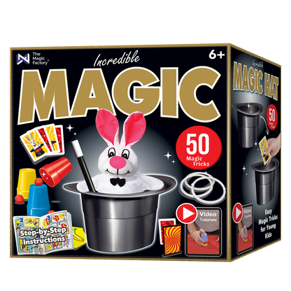 The Magic Factory Incredible Magic Hat 50 Tricks with Plush Bunny
