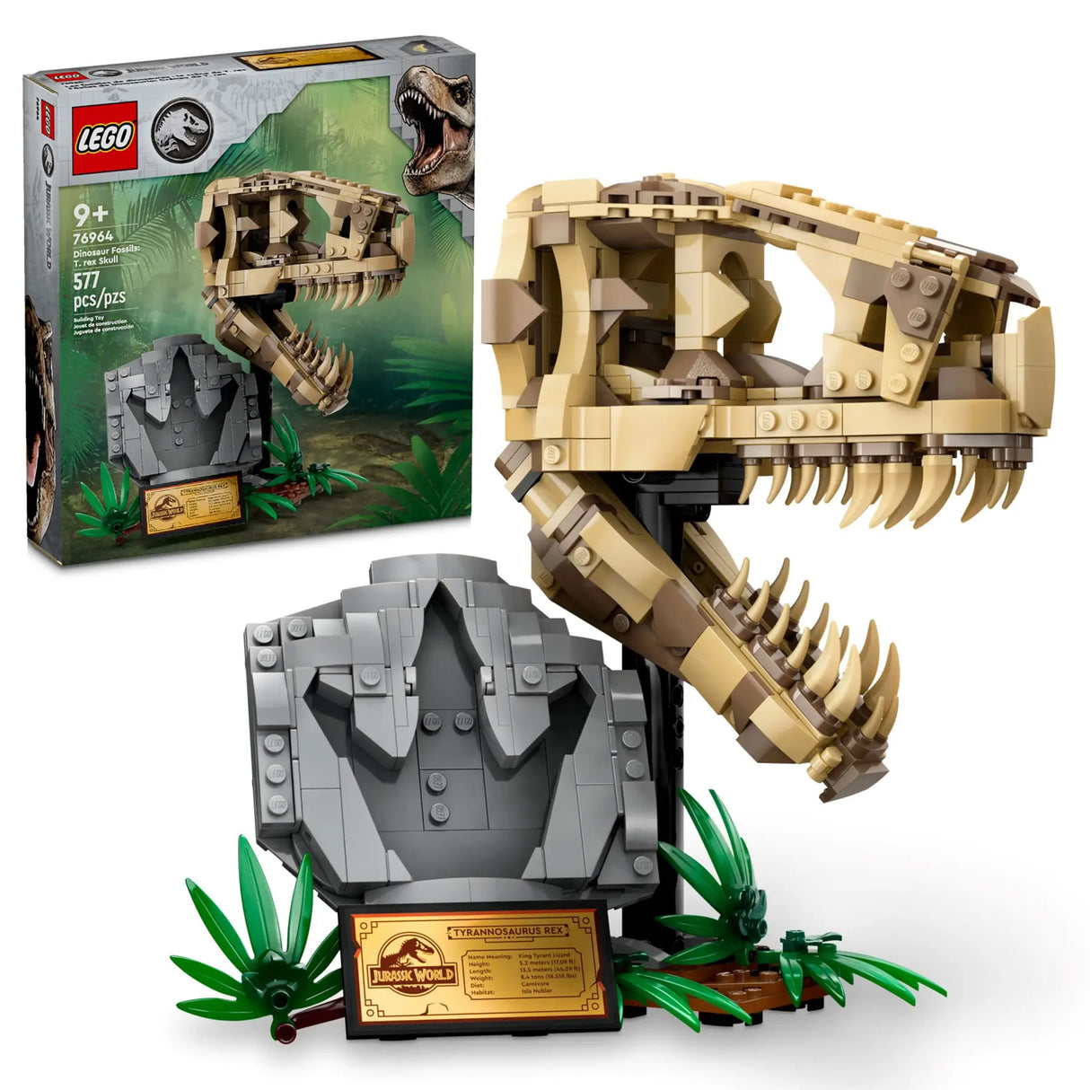 LEGO Jurassic World Dinosaur Fossils: T. rex Skull 76964, (577-pieces)