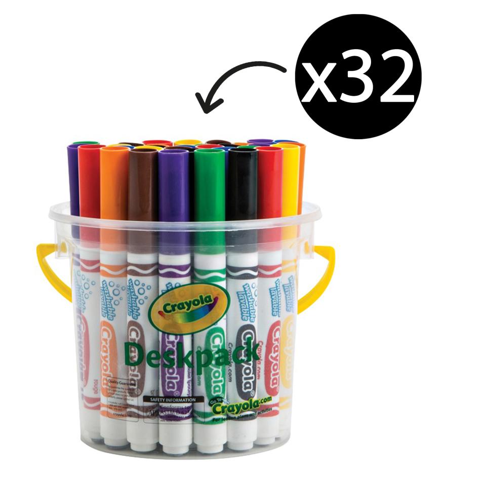 Crayola 32 Classic Ultra Clean Washable Markers Deskpack