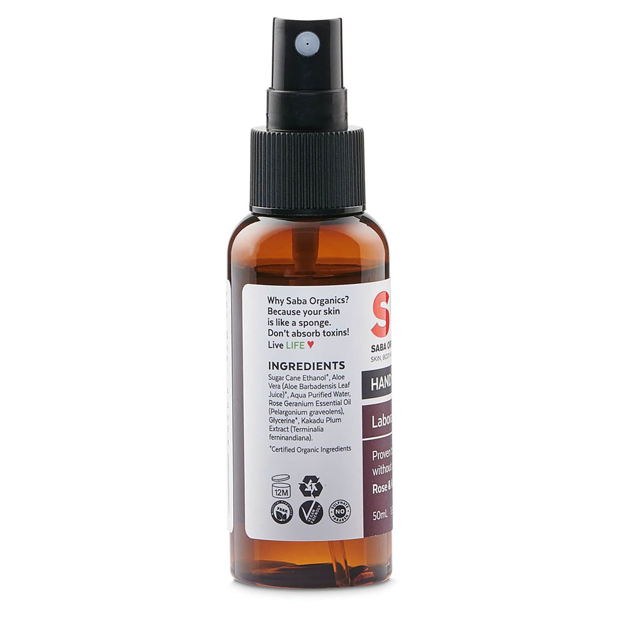 ZAK Australia Saba Organics Hand Sanitiser Rose and Kakadu Plum