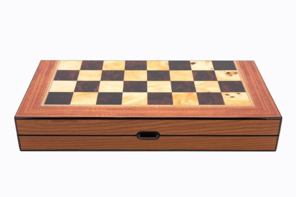 Dal Rossi Walnut Shiny Finish Folding Chess Set, 16″