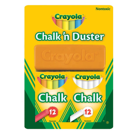 Crayola Chalk n Duster Set (Pack of 24 Chalk Sticks)