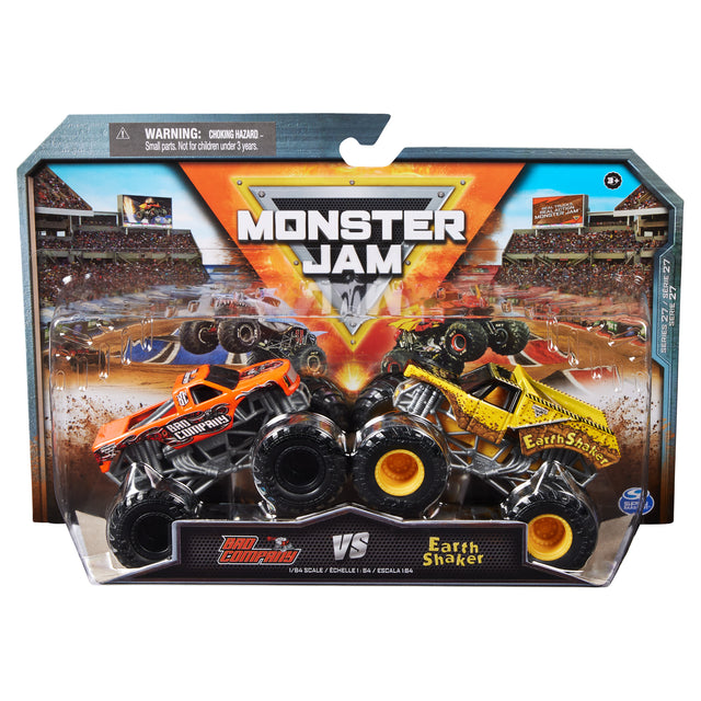 Monster Jam 1/64 Scale Bad Company Vs Earth Shaker S27 Die-cast Truck