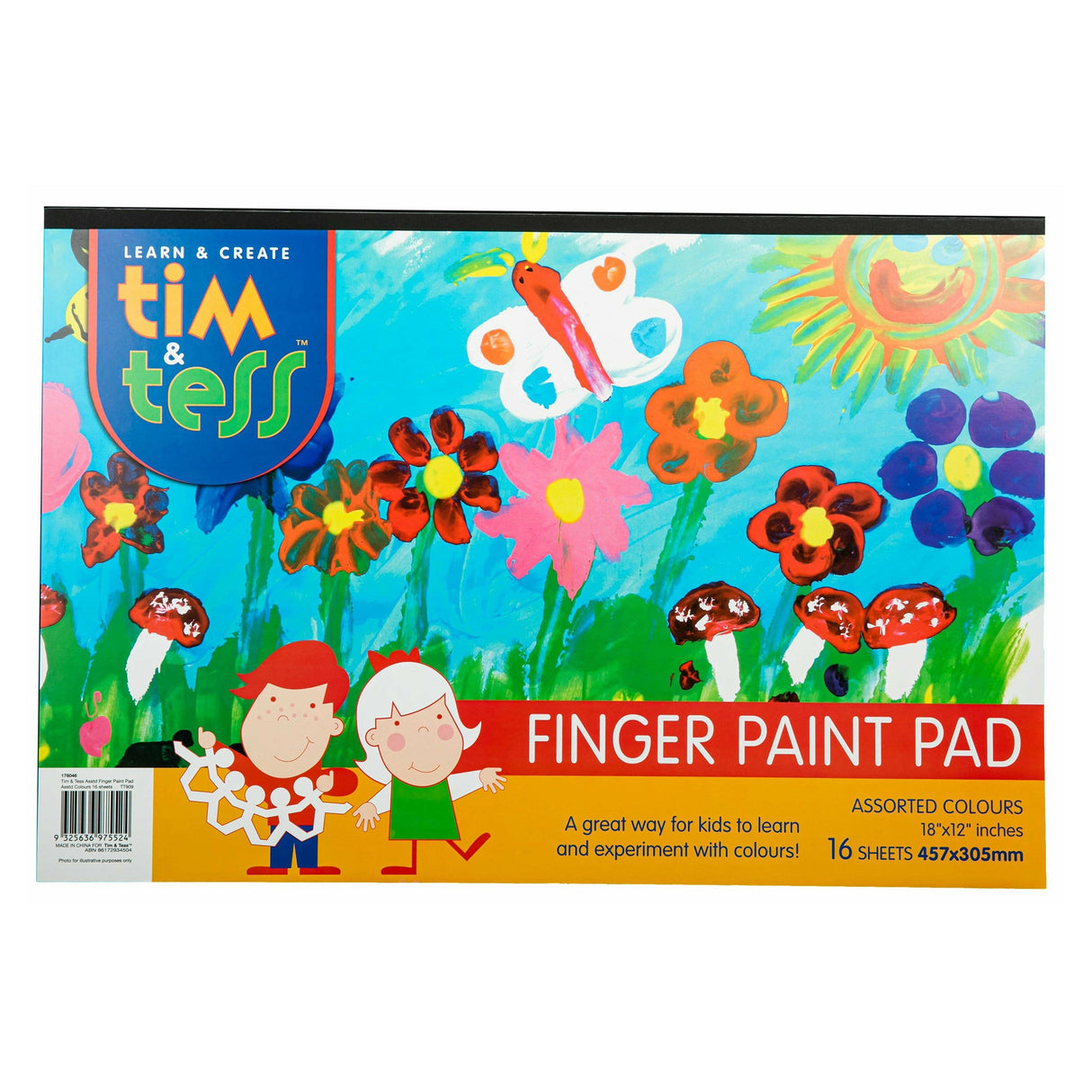 Tim & Tess Finger Paint Pad 30cm X 45cm (16 Colour Sheets)