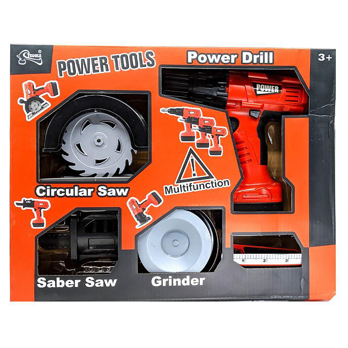 Power Tools Toy 4-Pack - Power Drill, Circular Saw, Saber Saw and Grinder