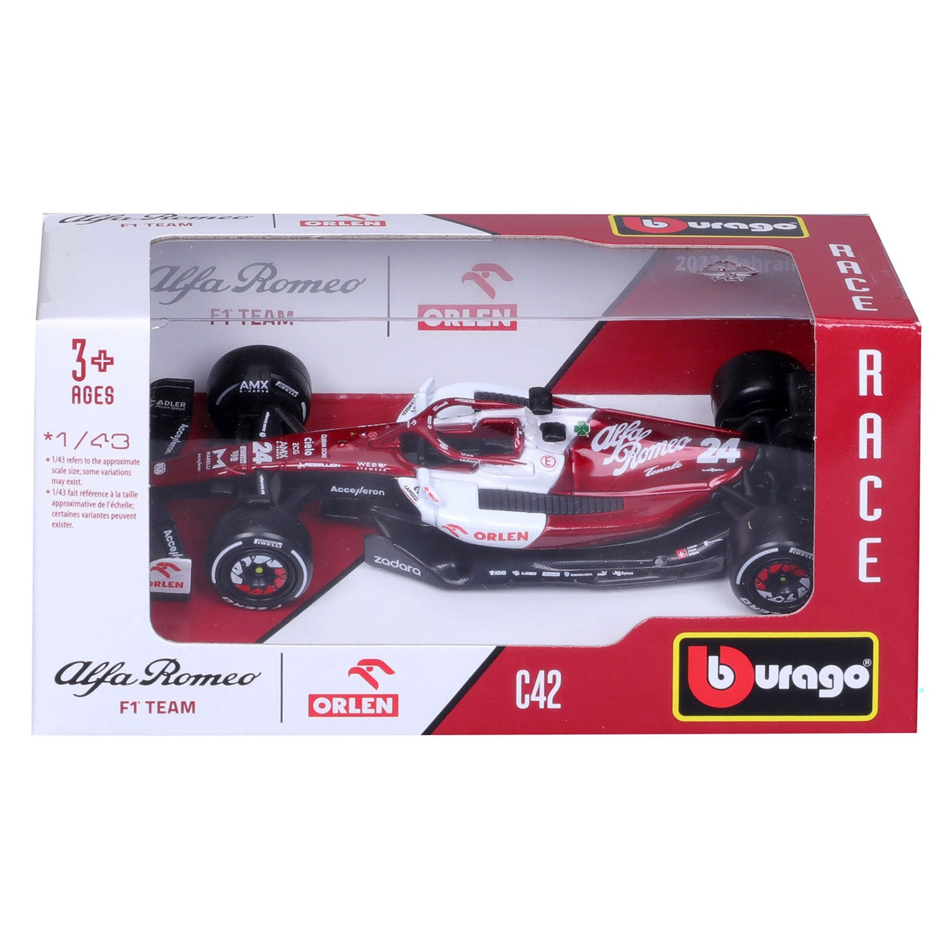 Bburago 1:43 2022 F-1 Alfa Romeo C42 #24 Zhou