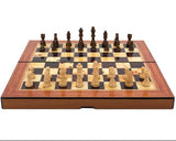 Dal Rossi Walnut Shiny Finish Folding Chess Set, 16″