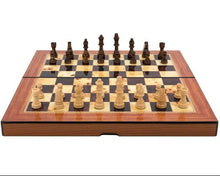Dal Rossi Walnut Shiny Finish Folding Chess Set, 16″