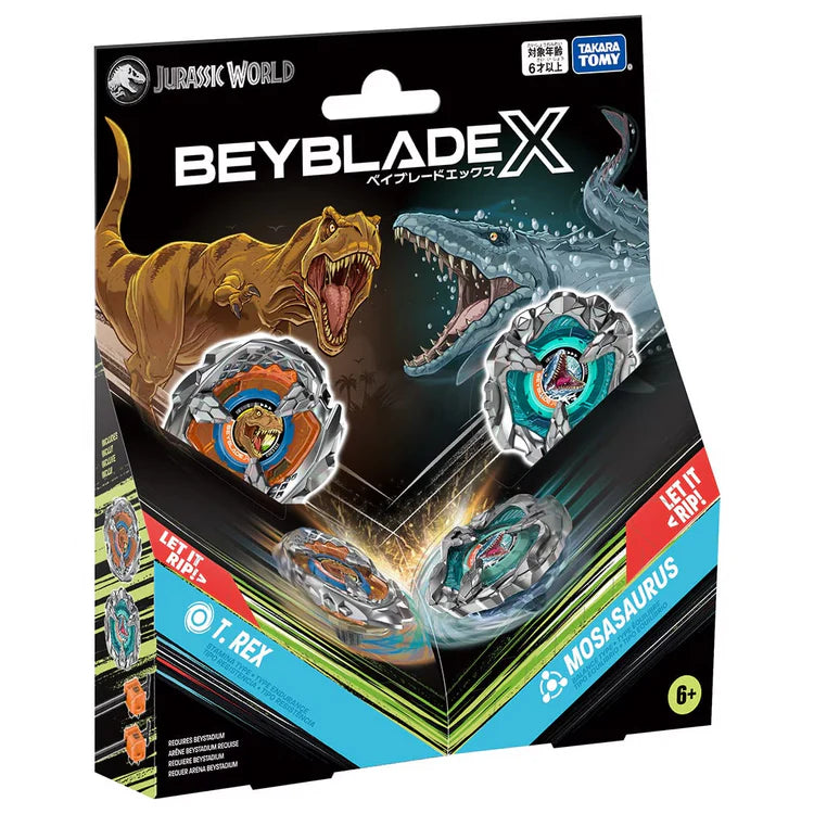 Beyblade X Jurassic World T. Rex vs Mosasaurus Multipack Set