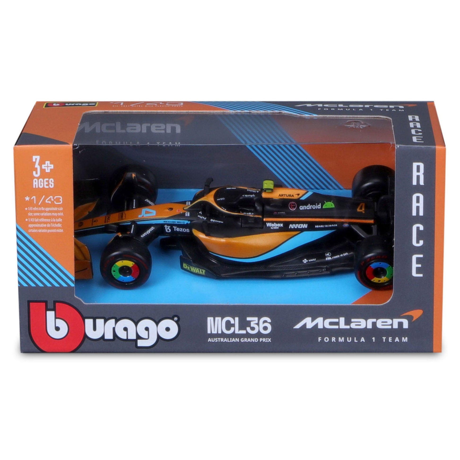 Bburago 1:43 2022 F-1 McLaren MCL 36 #3 Ricciardo