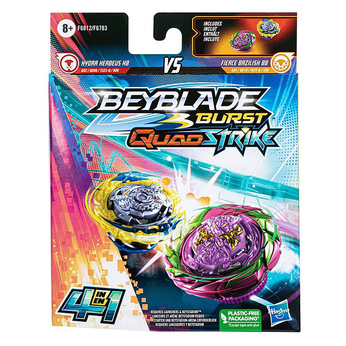 Beyblade Burst QuadStrike Fierce Bazilisk B8 and Hydra Kerbeus K8 Dual Pack