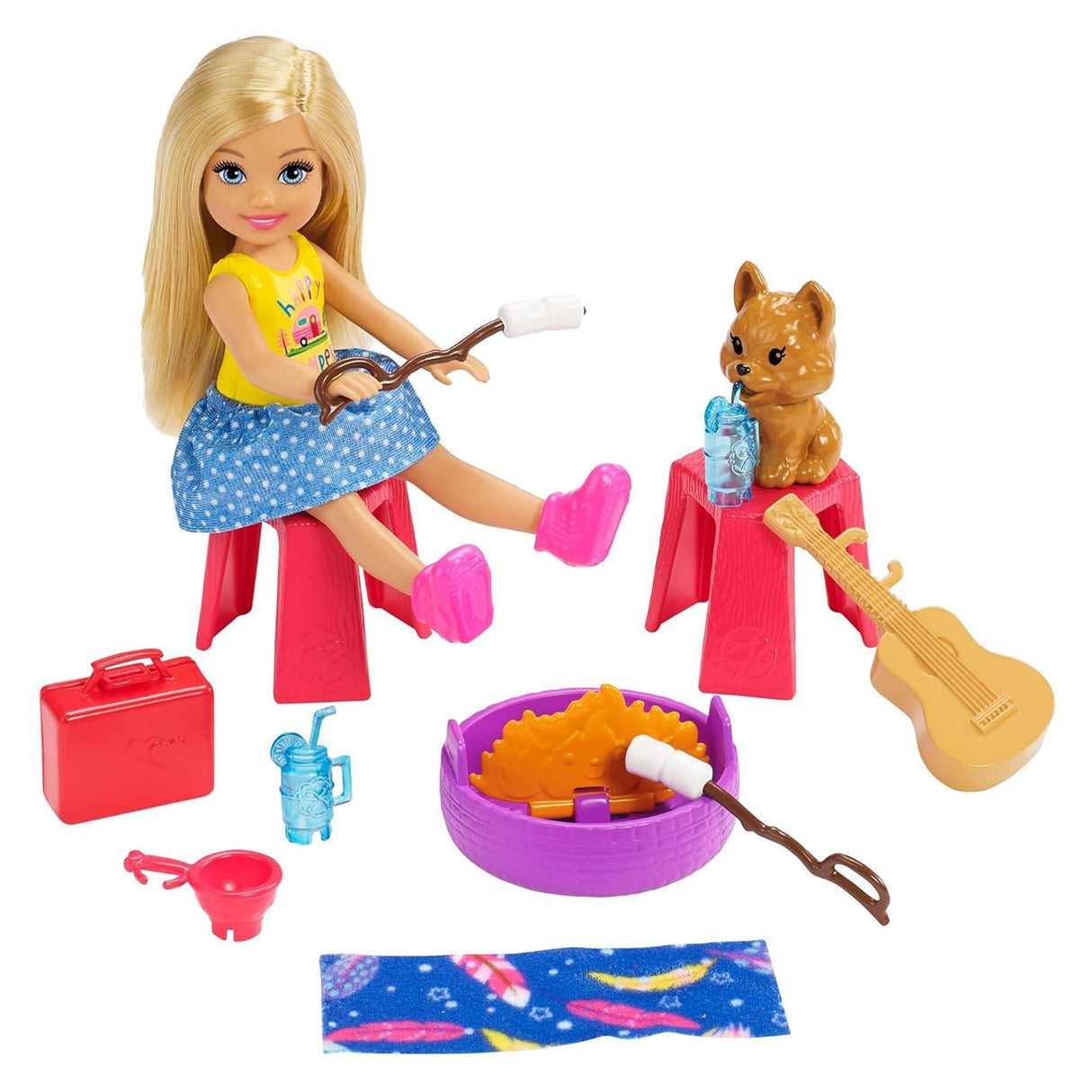 Barbie Club Chelsea Camper Playset with Doll & 10+ Themed Accessories