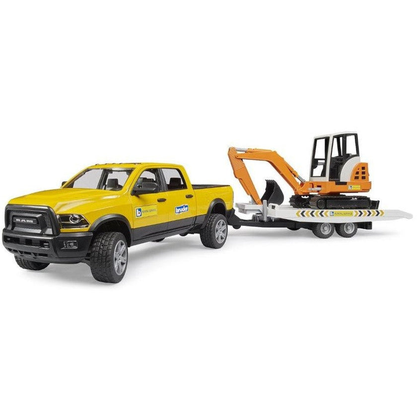 Bruder RAM 2500 Power Wagon Rental Service Trailer & Mini Excavator