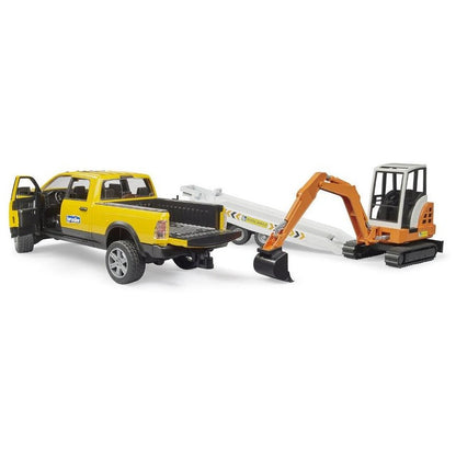 Bruder RAM 2500 Power Wagon Rental Service Trailer & Mini Excavator
