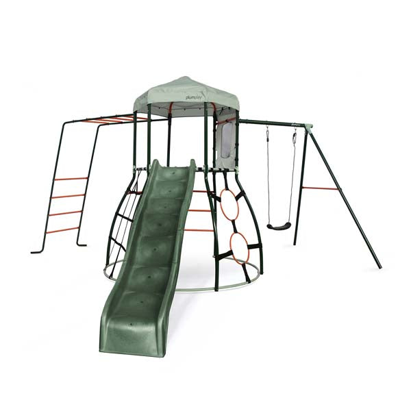 Plum Metal Outdoor Climbing Dome with Slide, Monkey Bars & Swing Arm