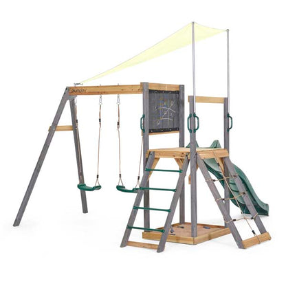 Plum Siamang Wooden Outdoor Playset Swing, Slide & Climbing Frame for Backyard Fun