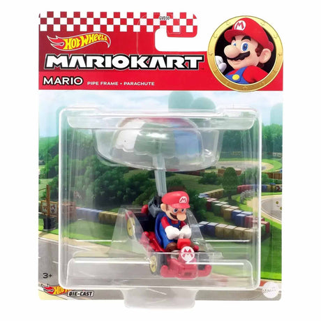 Hot Wheels 1:64 Mario Kart - Mario in Pipe Frame with Parachute