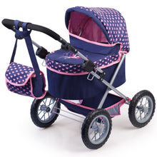 Bayer Trendy Pram Dark Blue with Pink Trim