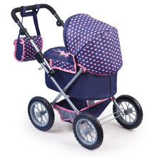 Bayer Trendy Pram Dark Blue with Pink Trim