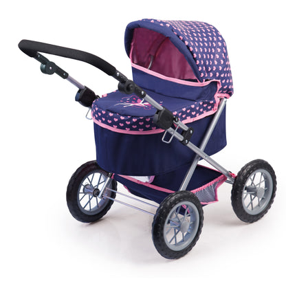 Bayer Trendy Pram Dark Blue with Pink Trim