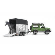 Bruder Leisure Time Land Rover Defender Station Wagon with Horse  Trailer & 1 Horse