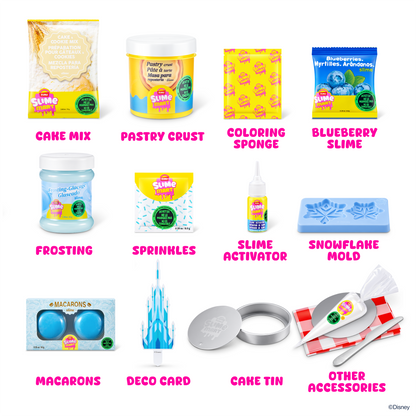 Toy slime kit accessories set with squeeze bottle, mold, decor cards, and storage containers