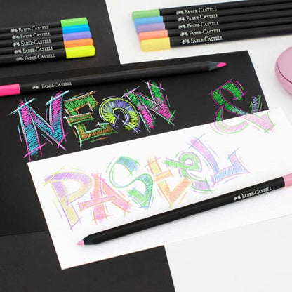 Faber-Castell Black Edition Colour Pencils Pastel & Neon Pack of 12
