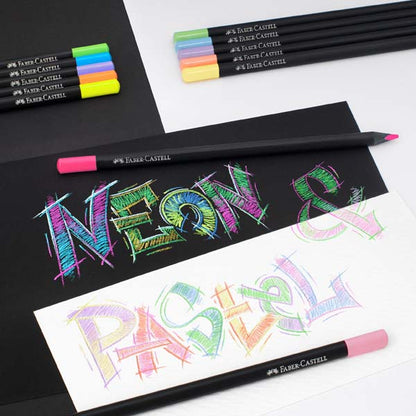 Faber-Castell Black Edition Colour Pencils Pastel & Neon Pack of 12